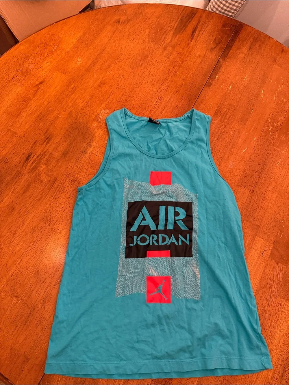Jordan Teal Graphic Air Jordan Tank Top with Black & Red Accents M